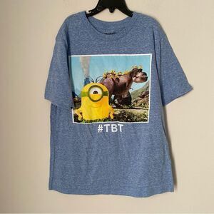 Minions Boys Short Sleeve Crew Neck Minion and Dinosaur Printed Teeshirt M